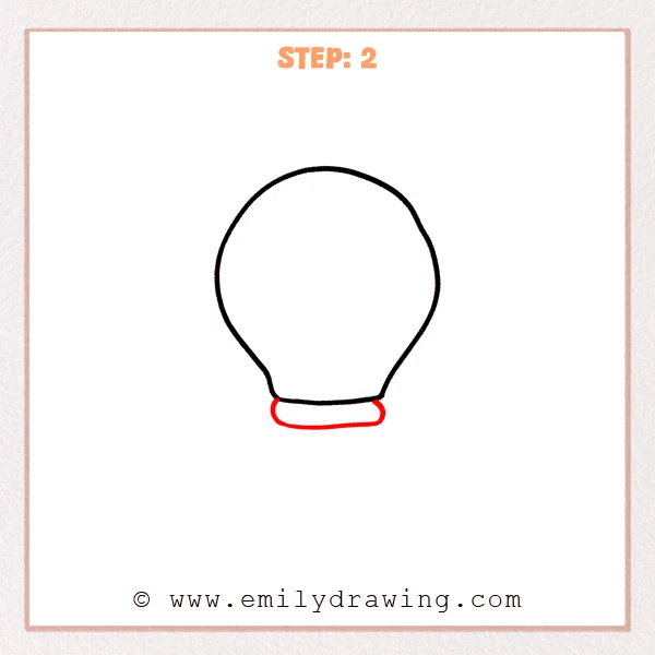 how to draw a cartoon light bulb - Step 2 progression of the cartoon light bulb drawing after the "add the first base band" stage.