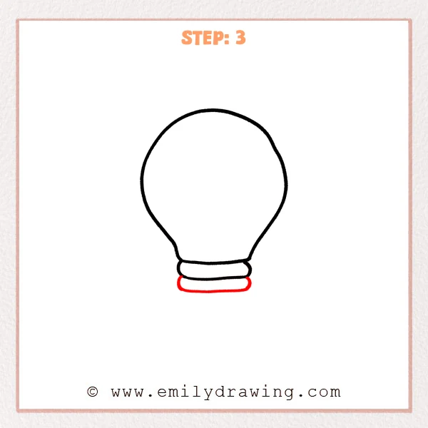 how to draw a cartoon light bulb - Step 3 progression of the cartoon light bulb drawing after the "add the second base band" stage.
