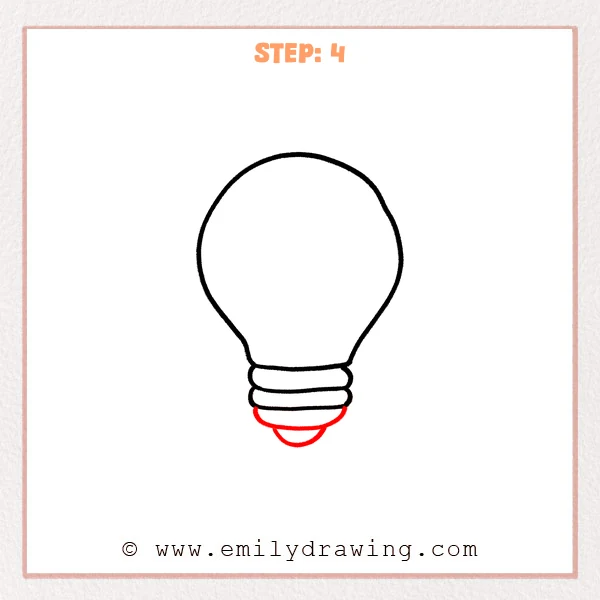 how to draw a cartoon light bulb - Step 4 progression of the cartoon light bulb drawing after the "finish the screw base" stage.