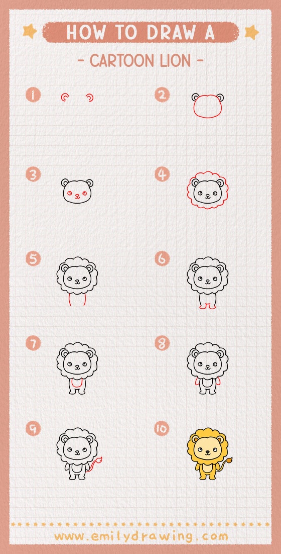 how to draw a cartoon lion pinterest pin