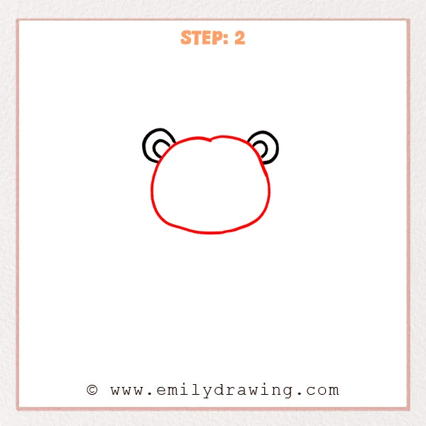 how to draw a cartoon lion - Step 2 progression of the cartoon lion drawing after the "build the head" stage.