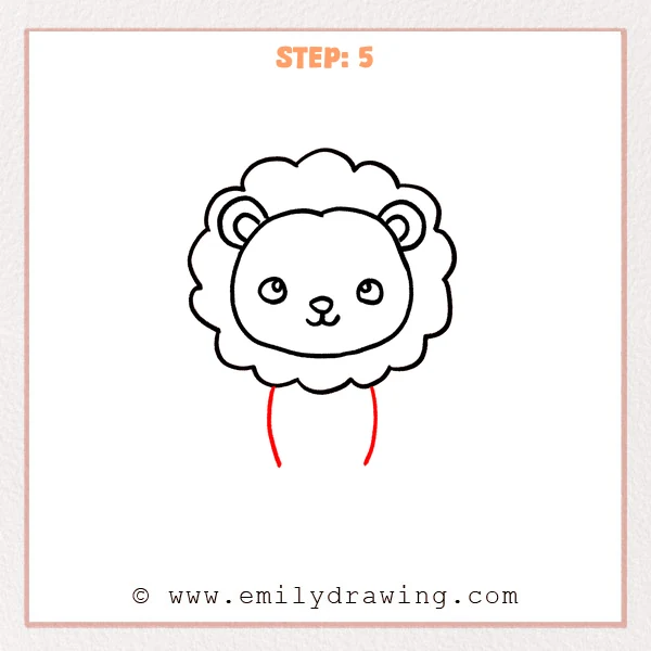 how to draw a cartoon lion - Step 5 progression of the cartoon lion drawing after the "add the body" stage.