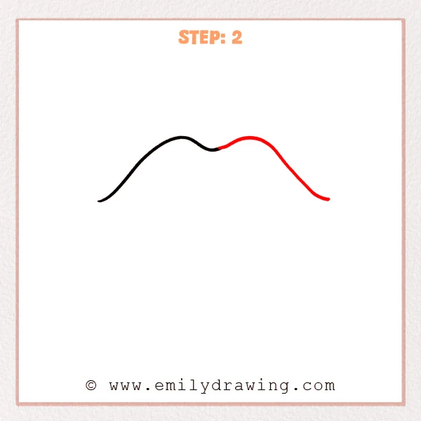 how to draw a cartoon lips - Step 2 progression of the cartoon lips drawing after the "complete the upper lip" stage.