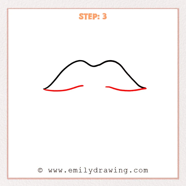 how to draw a cartoon lips - Step 3 progression of the cartoon lips drawing after the "add the outer corners" stage.