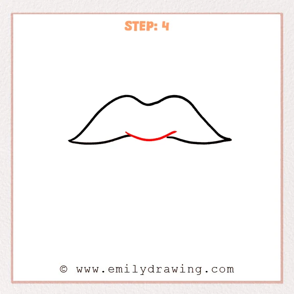 how to draw a cartoon lips - Step 4 progression of the cartoon lips drawing after the "shape the center opening" stage.