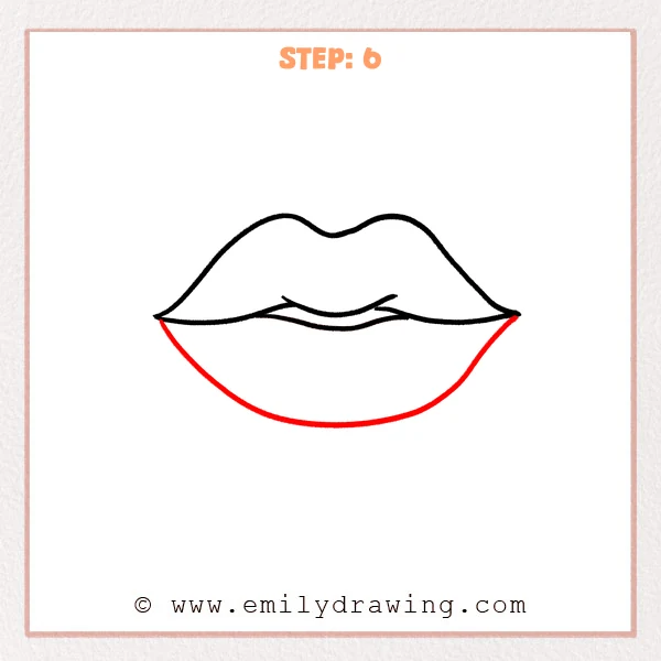 how to draw a cartoon lips - Step 6 progression of the cartoon lips drawing after the "finish the lower lip" stage.