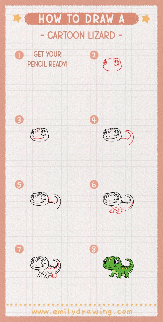 how to draw a cartoon lizard pinterest pin