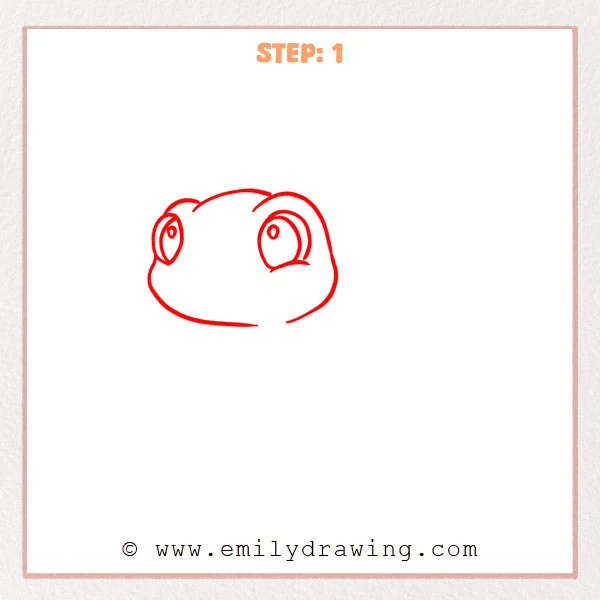 how to draw a cartoon lizard - Step 1 progression of the cartoon lizard drawing after the "draw the lizard head" stage.