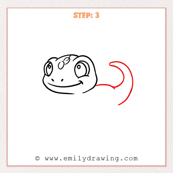 how to draw a cartoon lizard - Step 3 progression of the cartoon lizard drawing after the "build the body and tail" stage.