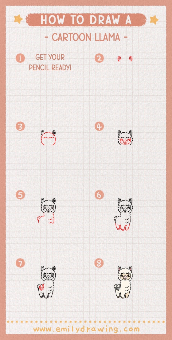 how to draw a cartoon llama pinterest pin