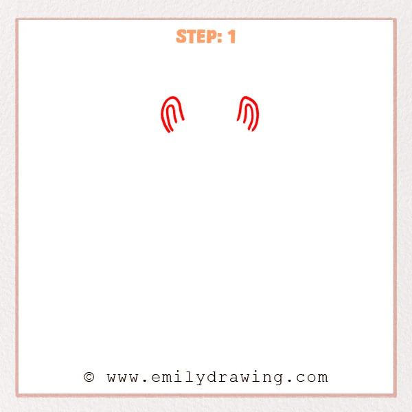how to draw a cartoon llama - Step 1 progression of the cartoon llama drawing after the "draw the ears" stage.