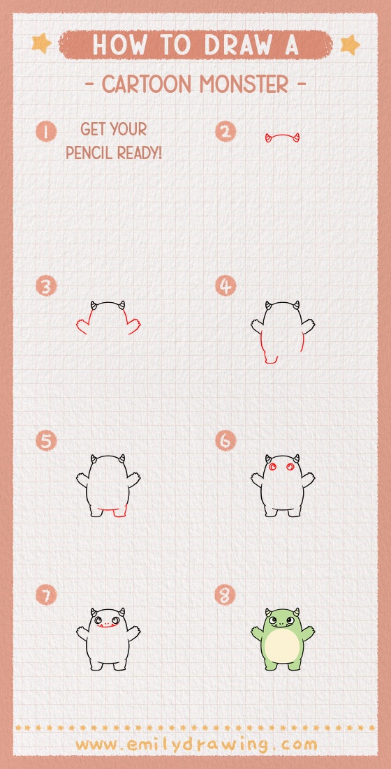 how to draw a cartoon monster pinterest pin