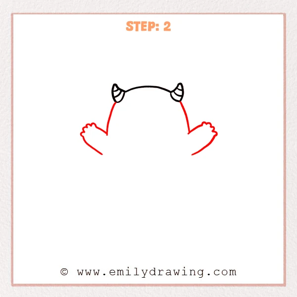 how to draw a cartoon monster - Step 2 progression of the cartoon monster drawing after the "add the arms" stage.