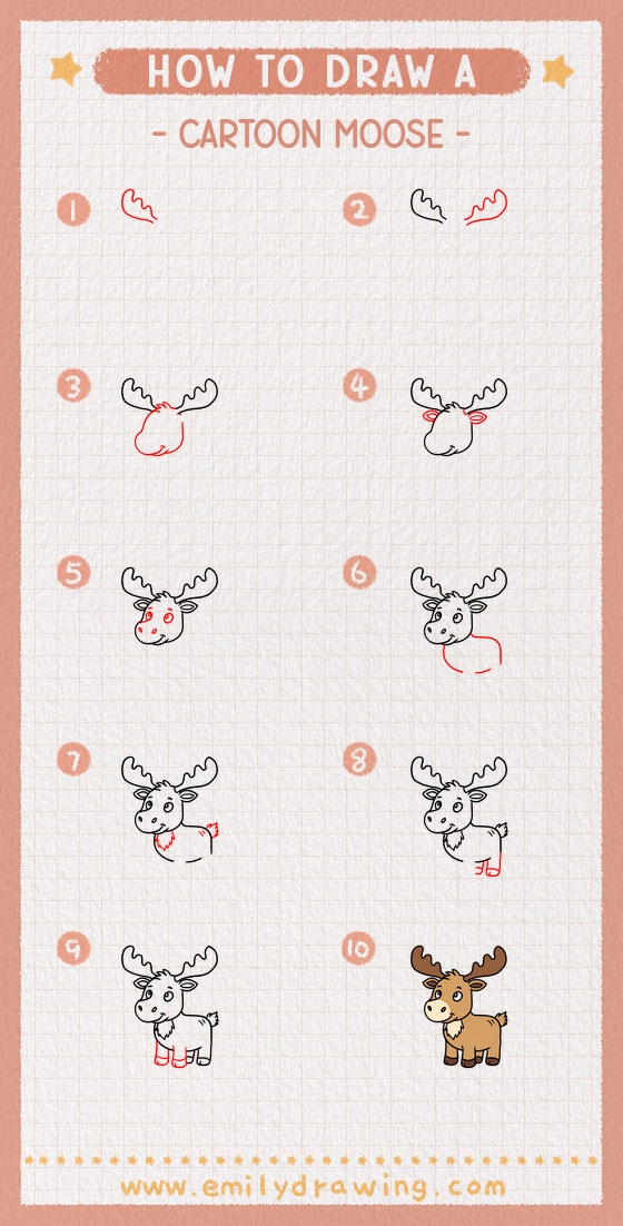 how to draw a cartoon moose pinterest pin