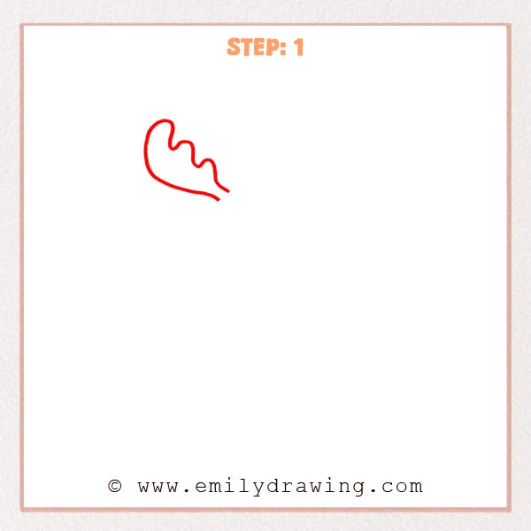 how to draw a cartoon moose - Step 1 progression of the cartoon moose drawing after the "draw the first antler" stage.