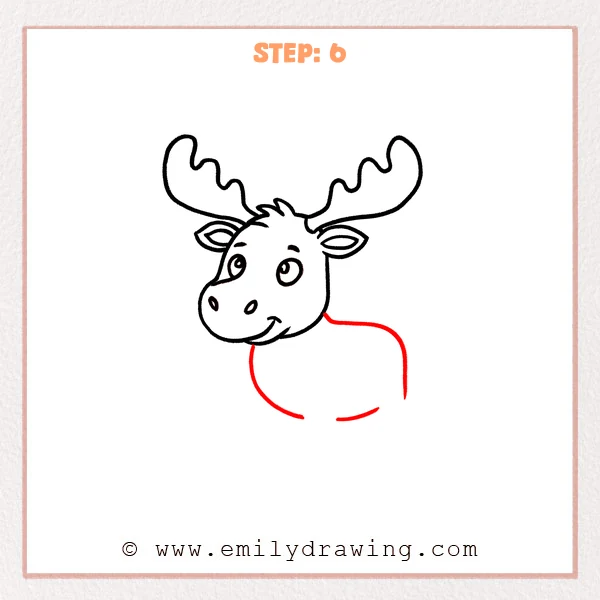 how to draw a cartoon moose - Step 6 progression of the cartoon moose drawing after the "start the body" stage.