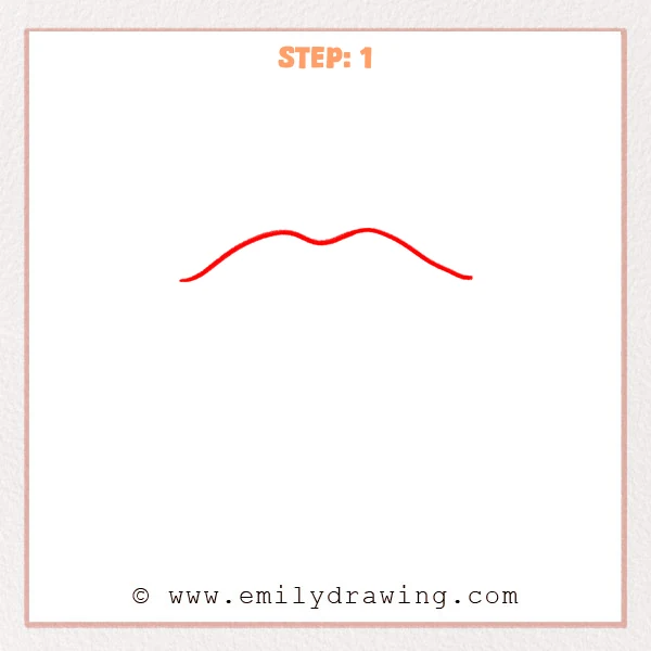 how to draw a cartoon mouth - Cartoon mouth Step 1 showing a long double-peaked upper lip curve.