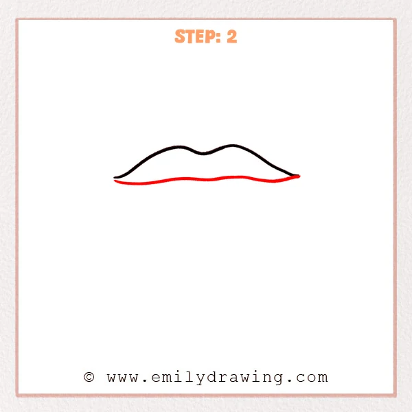 how to draw a cartoon mouth - Cartoon mouth Step 2 showing a shallow line connecting both lip corners.