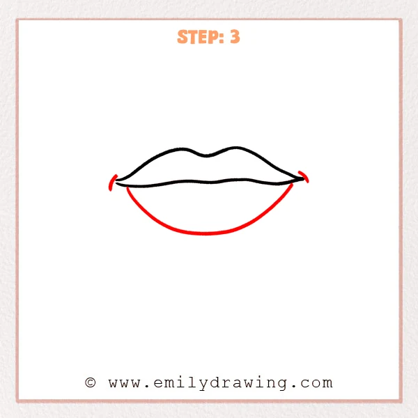 how to draw a cartoon mouth - Cartoon mouth Step 3 showing the open inner mouth and corner creases.