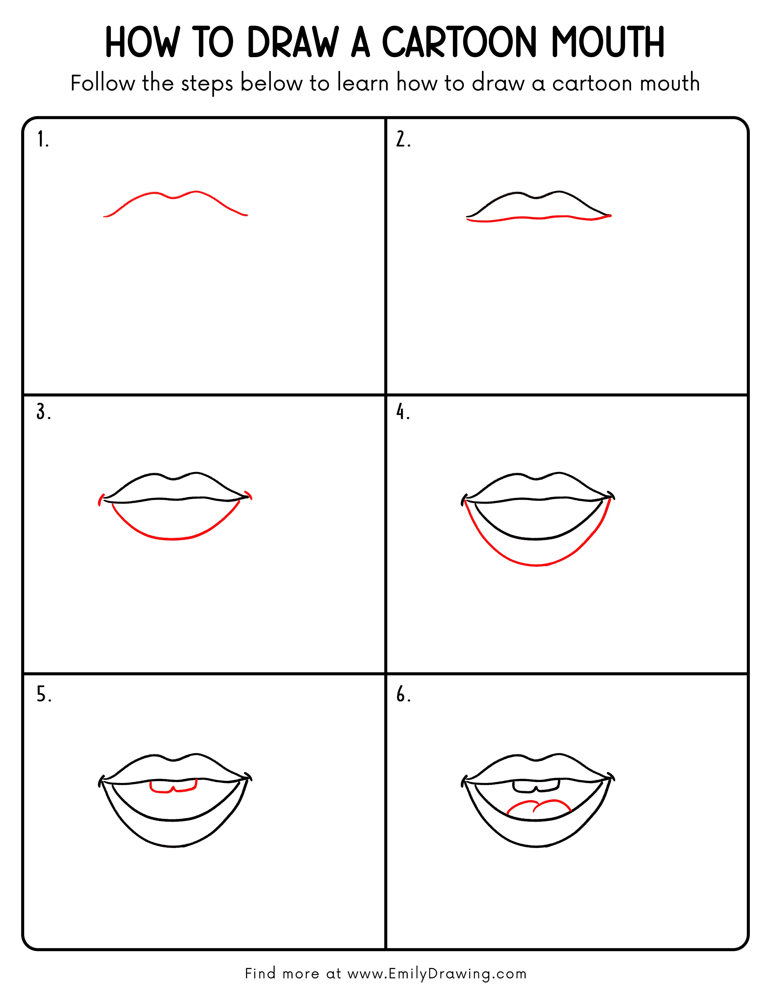 Printable Cartoon Mouth Drawing Guide