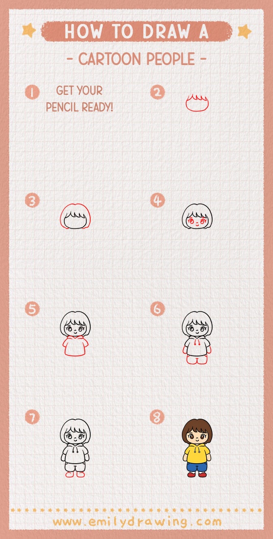how to draw a cartoon people pinterest pin