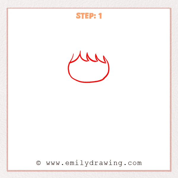 how to draw a cartoon people - Cartoon people Step 1 showing a rounded face and layered pointed bangs.