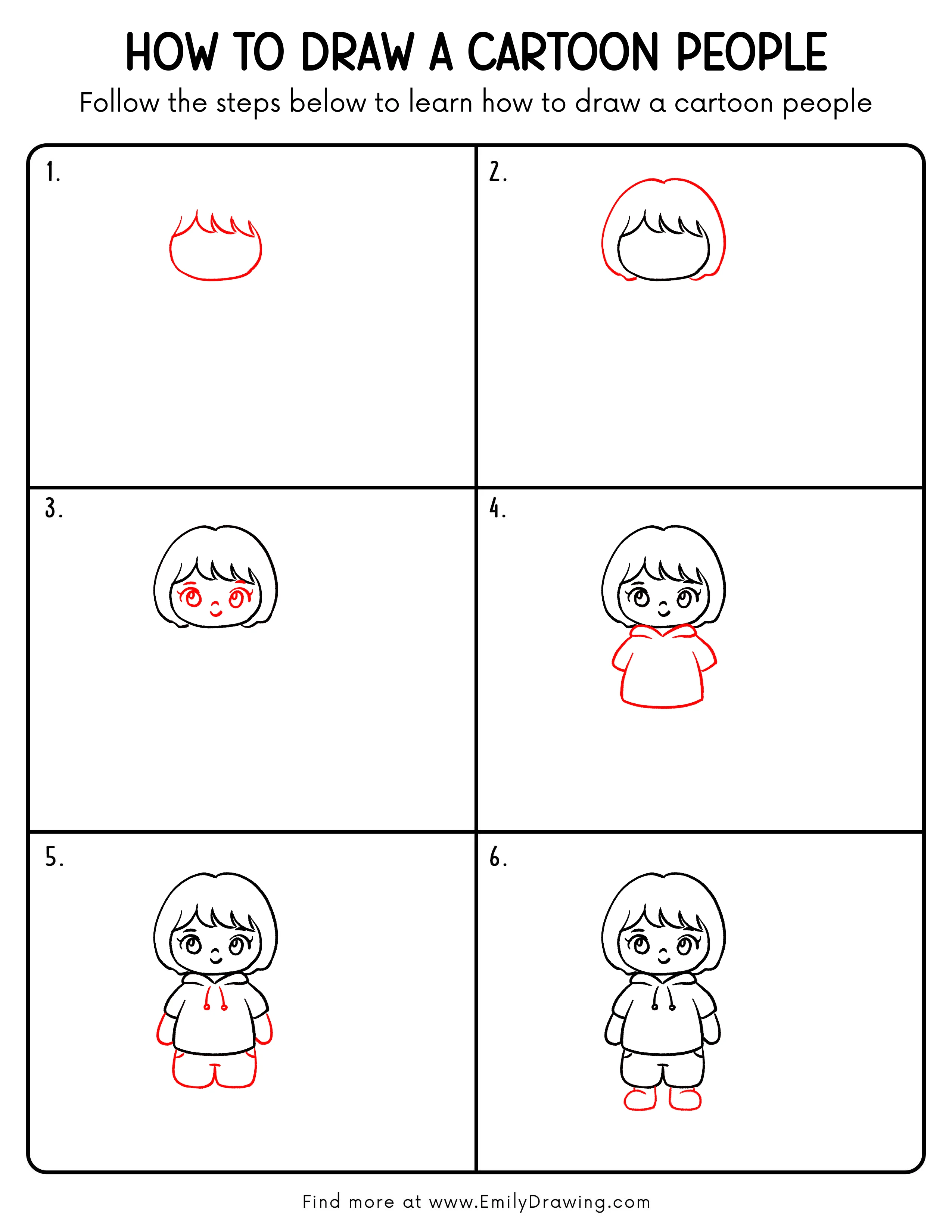 Printable Cartoon People Drawing Guide