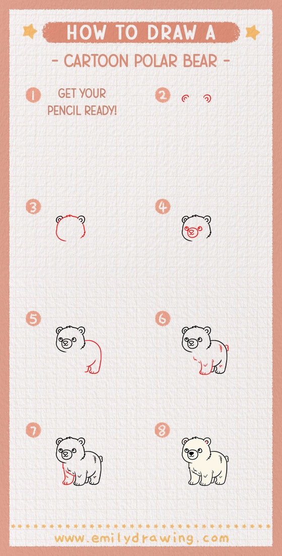 how to draw a cartoon polar bear pinterest pin