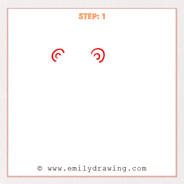 how to draw a cartoon polar bear - Cartoon polar bear Step 1 showing two rounded ears with inner curls.