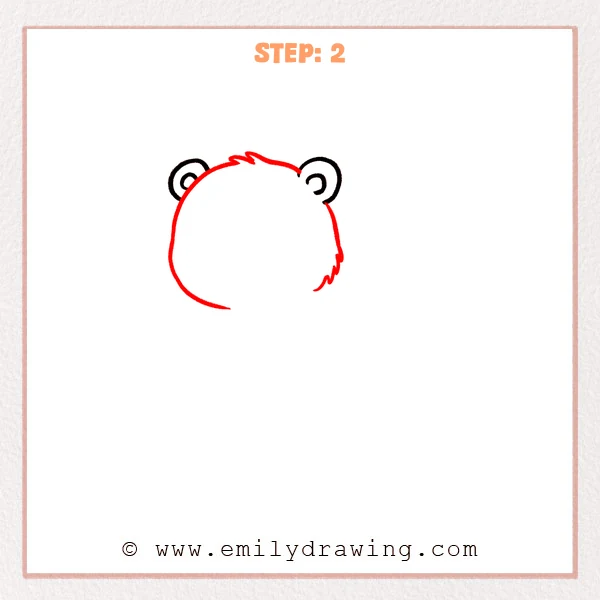 how to draw a cartoon polar bear - Cartoon polar bear Step 2 showing a broad furry head around the ears.