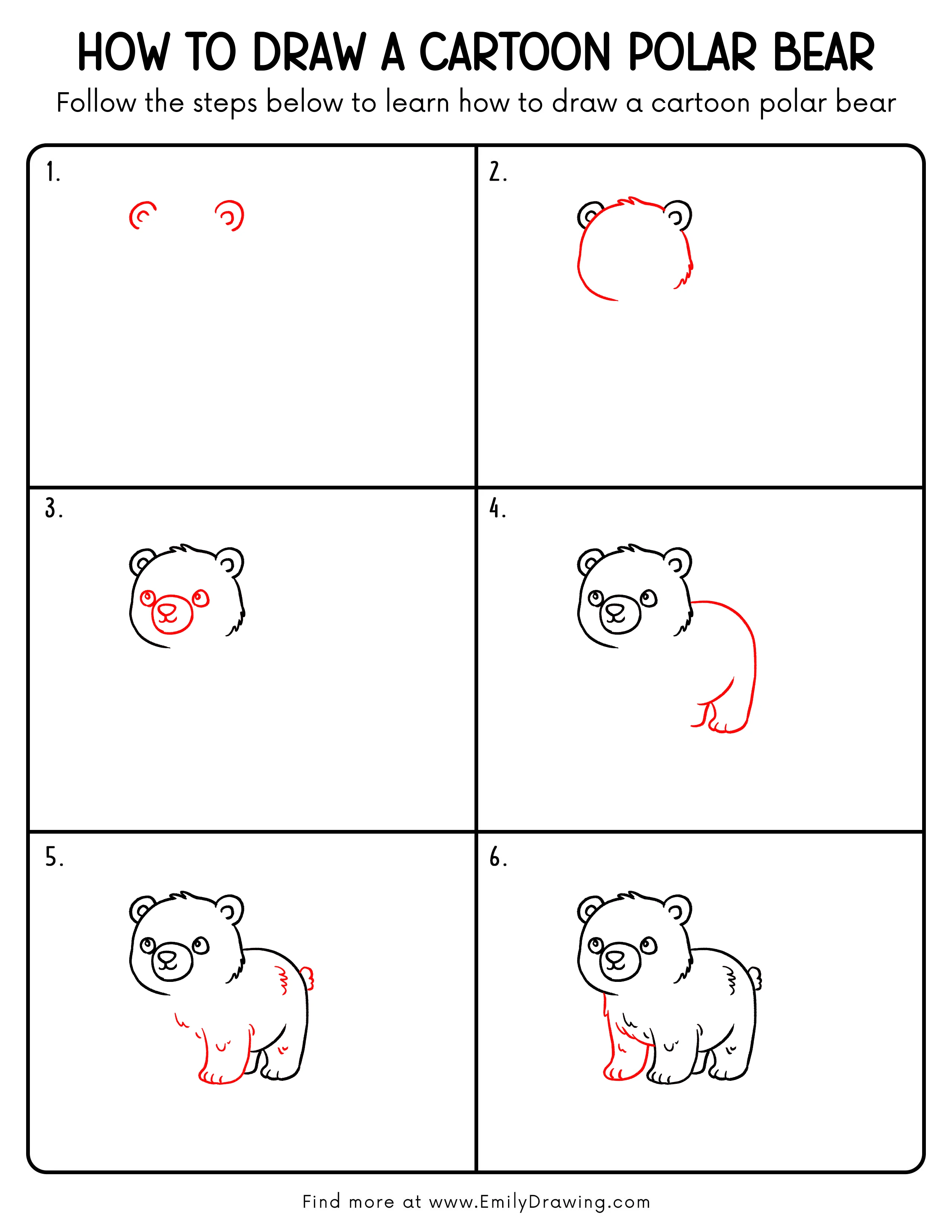 Printable Cartoon Polar Bear Drawing Guide