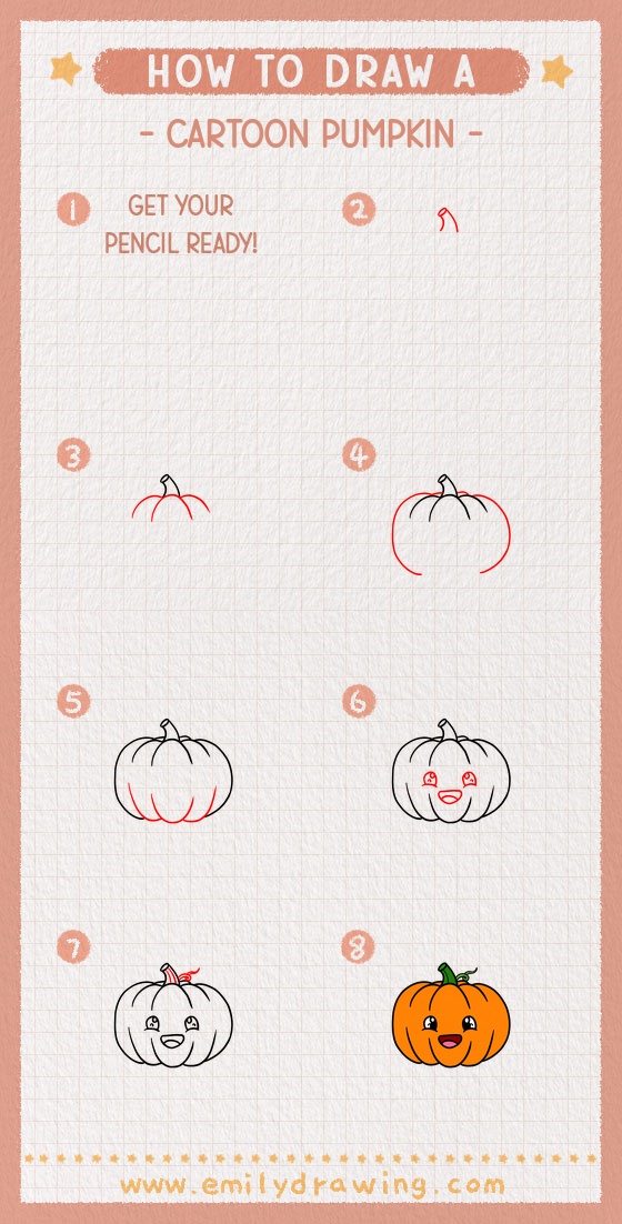 how to draw a cartoon pumpkin pinterest pin