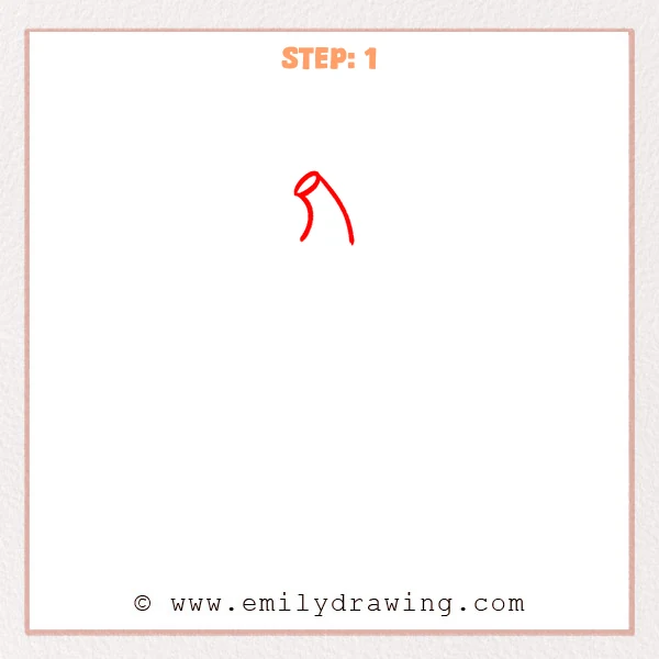 how to draw a cartoon pumpkin - Cartoon pumpkin Step 1 showing a short curved stem with an oval top.