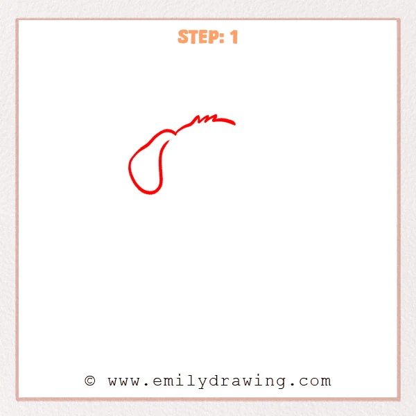how to draw a cartoon puppy - Cartoon puppy Step 1 showing a floppy left ear and crown fur tufts.
