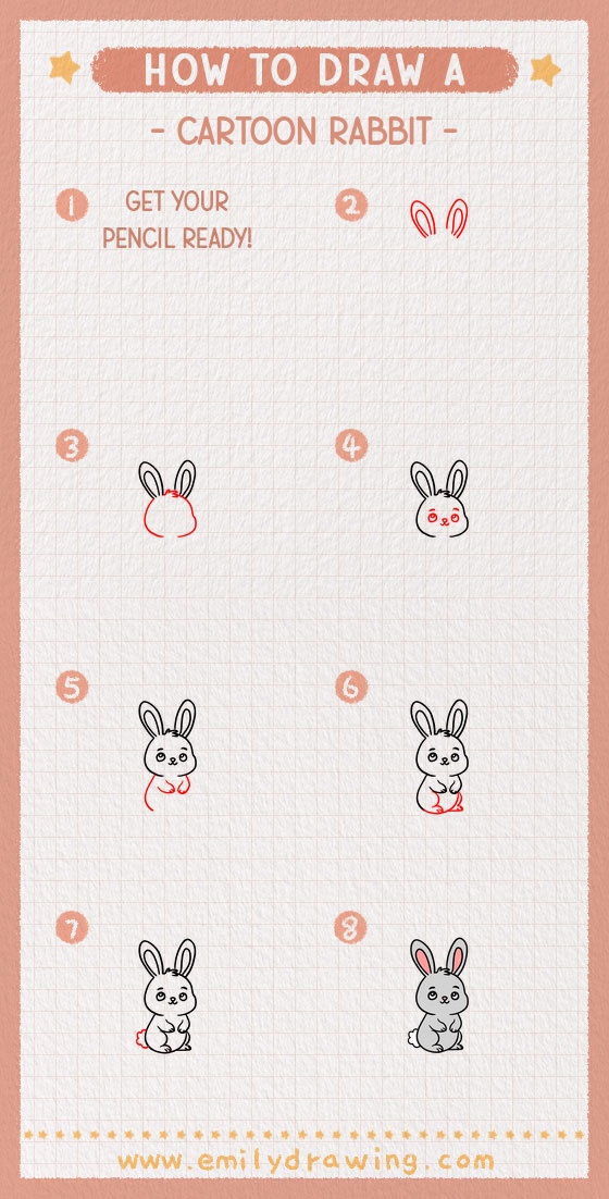 how to draw a cartoon rabbit pinterest pin