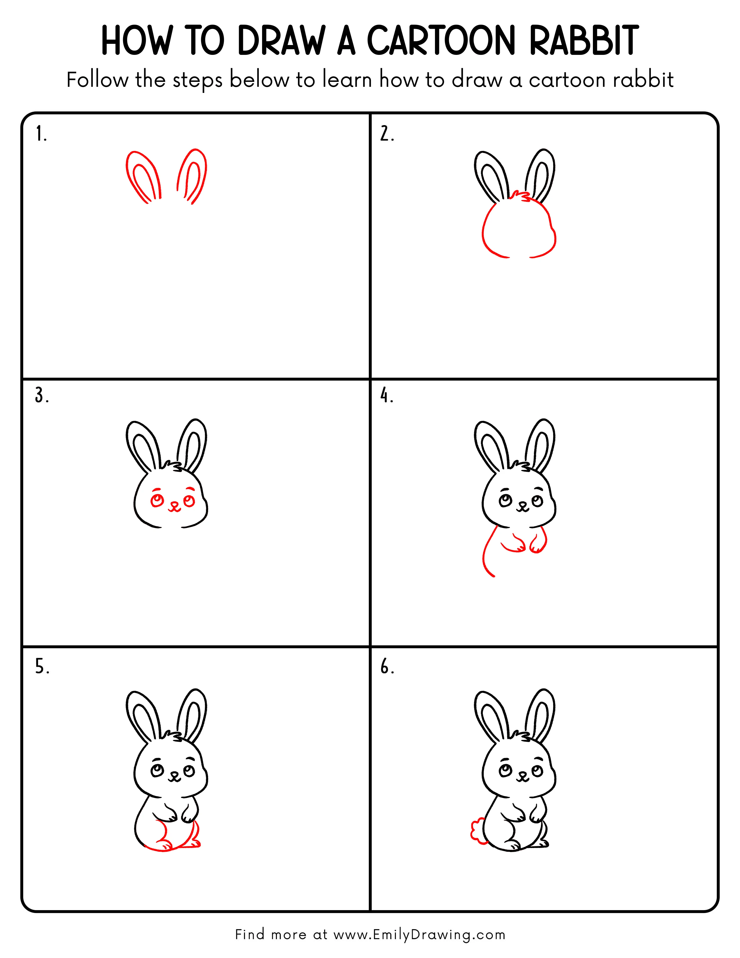 Printable Cartoon Rabbit Drawing Guide