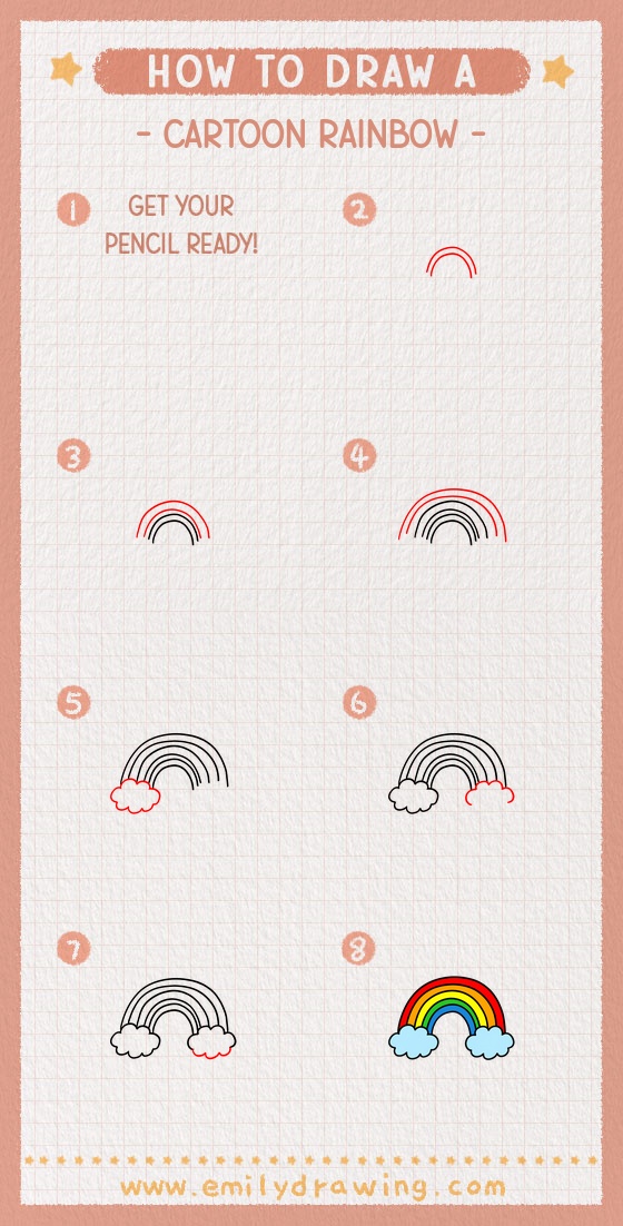 how to draw a cartoon rainbow pinterest pin