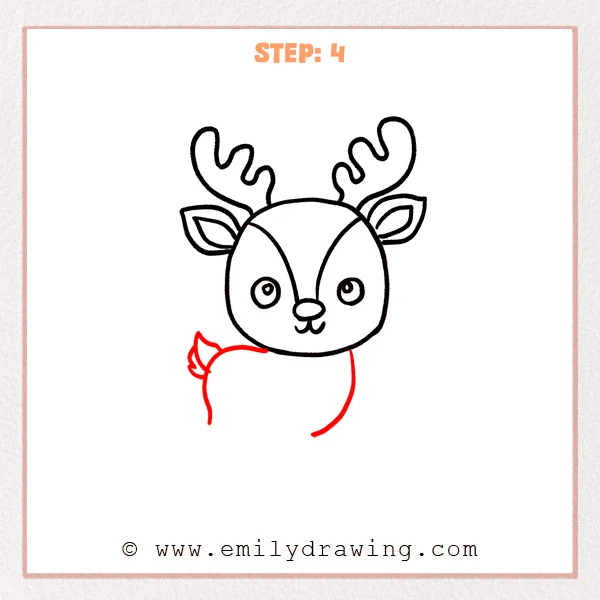 how to draw a cartoon reindeer - Cartoon reindeer Step 4 showing the body outline and small tail
