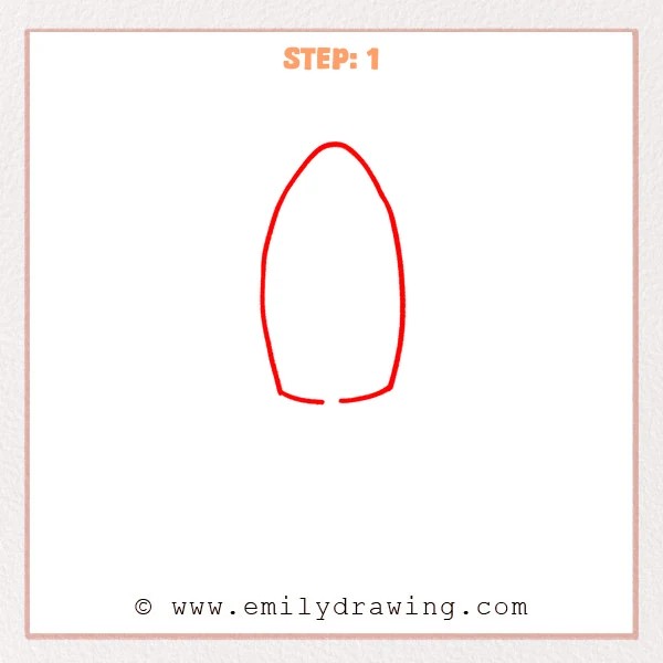 how to draw a cartoon rocket - Cartoon rocket Step 1 showing the tall rounded body outline