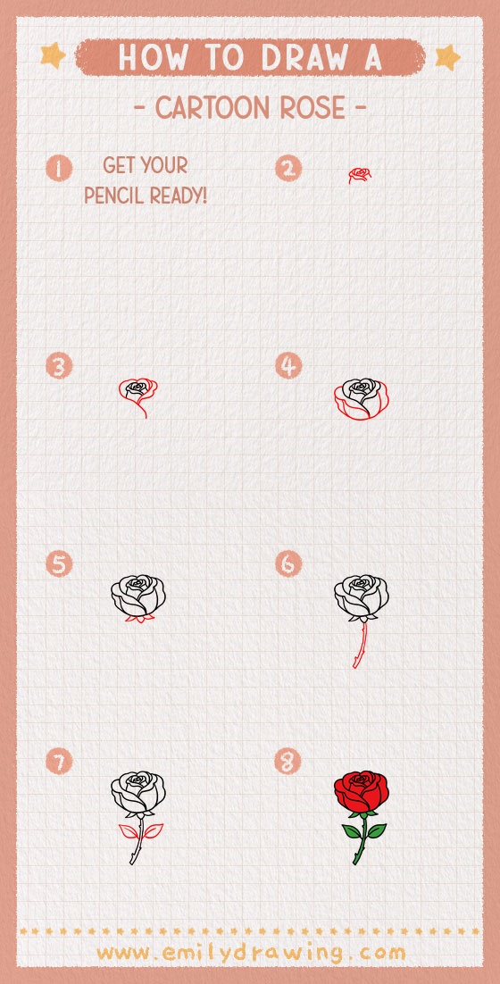 how to draw a cartoon rose pinterest pin