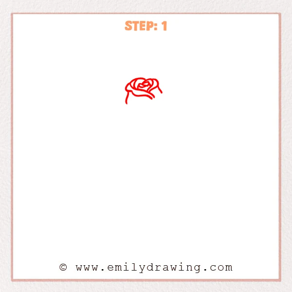 how to draw a cartoon rose - Cartoon rose Step 1 showing a tightly layered central flower
