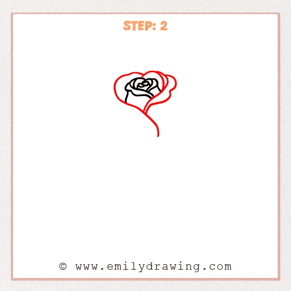 how to draw a cartoon rose - Cartoon rose Step 2 showing larger middle petals around the center