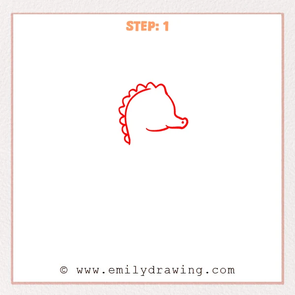how to draw a cartoon seahorse - Cartoon seahorse Step 1 showing the head, snout, and bumpy crest