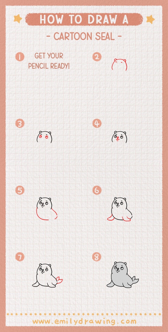 how to draw a cartoon seal pinterest pin