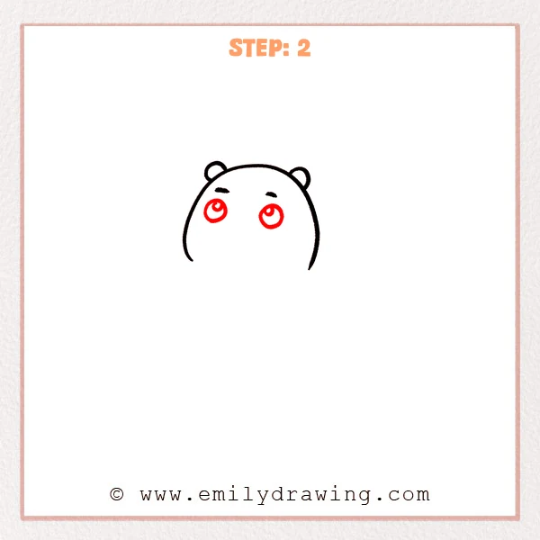 how to draw a cartoon seal - Cartoon seal Step 2 showing two large highlighted eyes