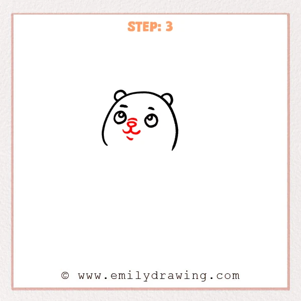 how to draw a cartoon seal - Cartoon seal Step 3 showing the nose, mouth, and chin detail