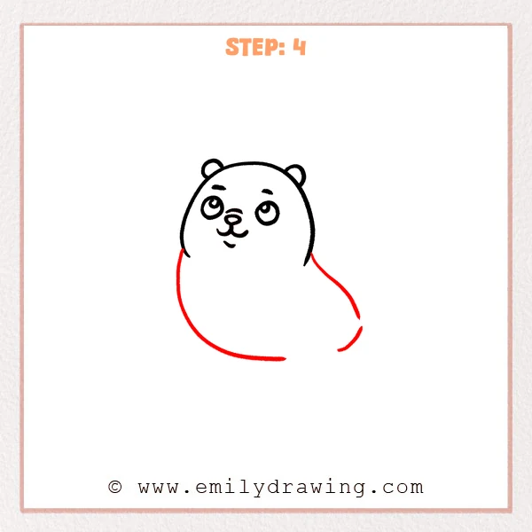 how to draw a cartoon seal - Cartoon seal Step 4 showing a large rounded body beneath the face