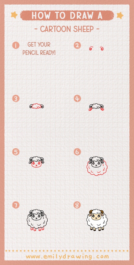 how to draw a cartoon sheep pinterest pin