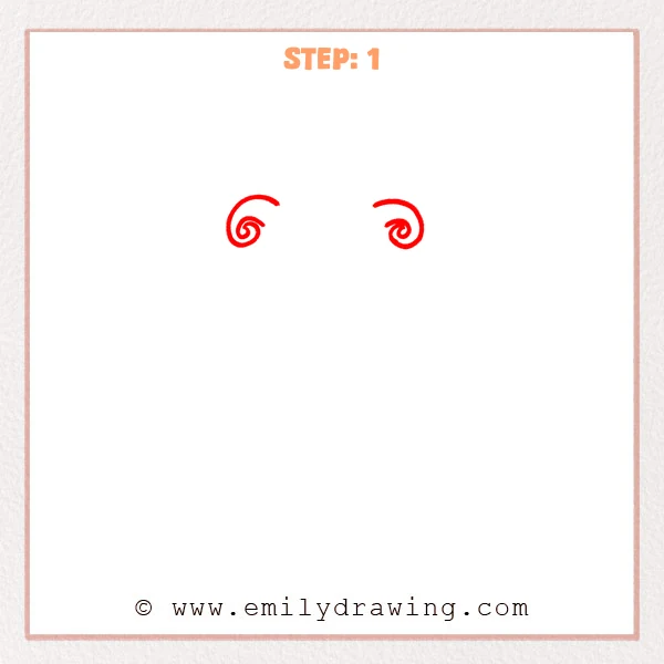 how to draw a cartoon sheep - Cartoon sheep Step 1 showing two matching spiral horns