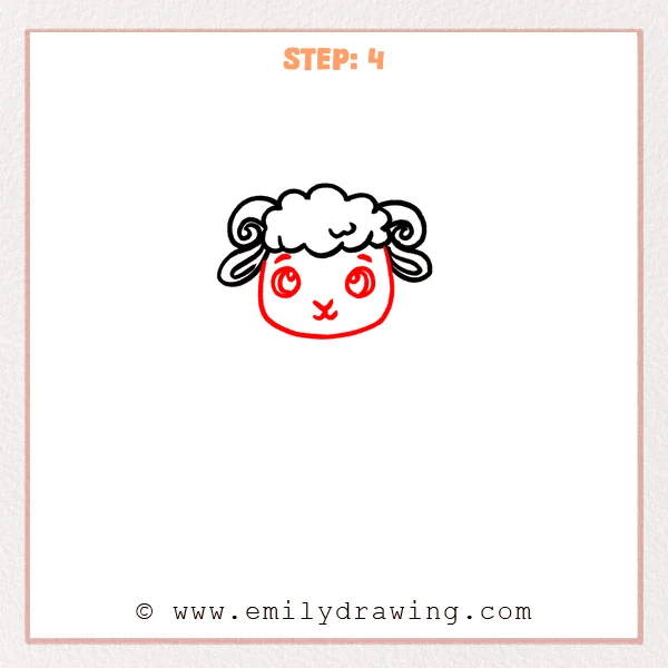 how to draw a cartoon sheep - Cartoon sheep Step 4 showing the rounded face and friendly features